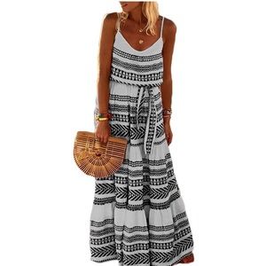 Summer Spaghetti Strap Boho Maxi Dress